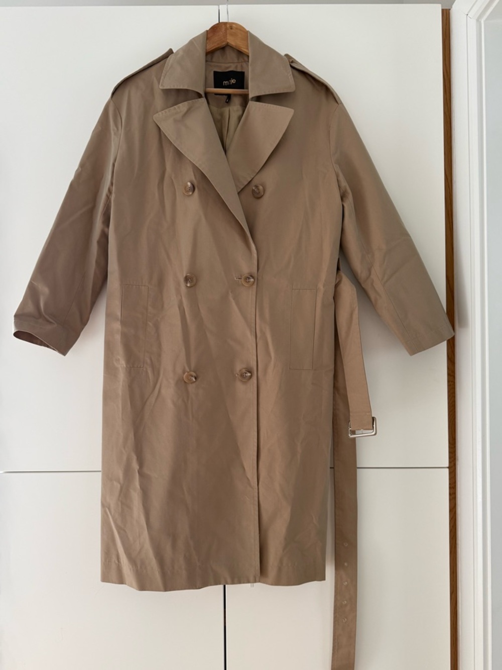 NWOT Maje Women's Double-Breasted Tan Trench Coat
